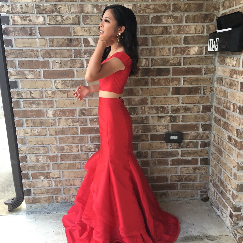 Red Two Piece Prom Dress